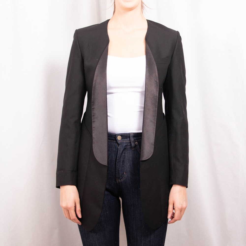 Hand stitched Black Tuxedo Style Blazer with Pockets